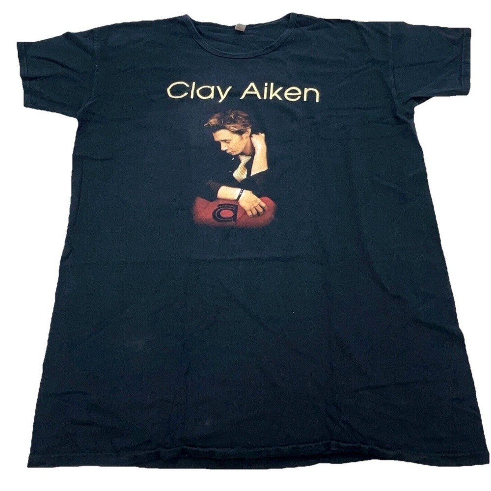 Vintage Clay Aiken Shirt Women One Size Black Band Tee Night Gown Baggy Tour‎